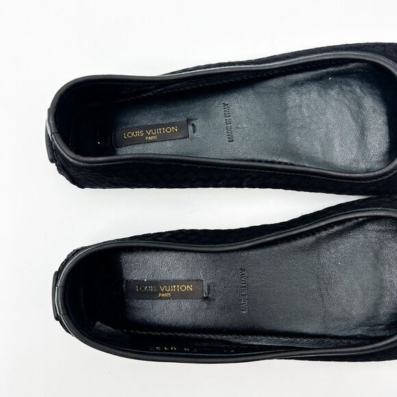 Louis Vuitton Black Leather Monogram Flats LV Size 39, 9 - Picture 9 of 13